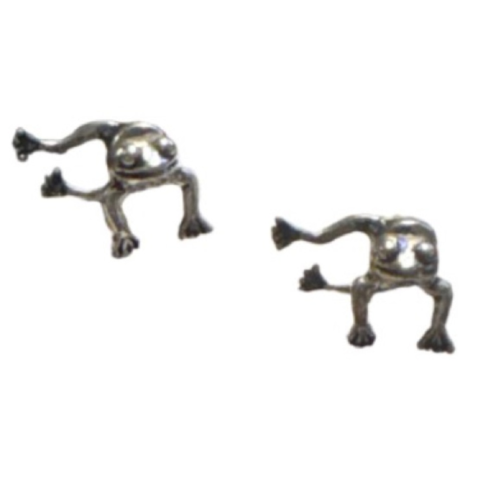Silver Frog Stud Earrings